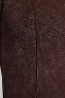 Kahverengi Eskitme/Soluk Efektli Pamuklu Uzun Kol Esnek C?tc?tl? Orme Body TWOAW24BD00044