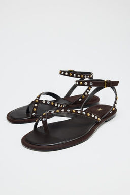 BEADED LEATHER SANDALS - Zara фото 2