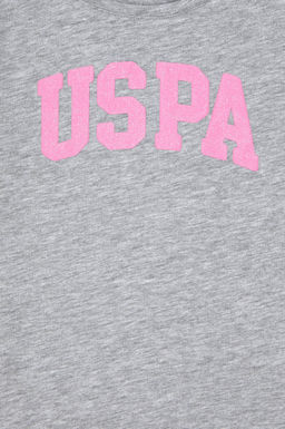 Серая меланжевая базовая футболка для девочек - U.s. polo assn фото 3