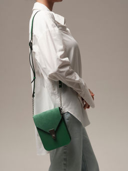 Сумка замшевая кросс-боди Deboro 31023 зеленая весна