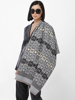 в составе ШЕРСТЬ и КАШЕМИР  Большой, мягкий, теплый двусторонний палантин с принтом. - Tantino фото 5