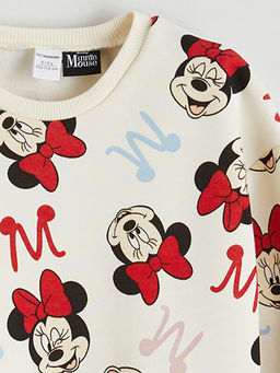Minnie Mouse Bask?l? K?z ?ocuk Kal?n Sweatshirt