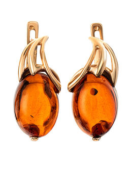 Серьги Палермо, украшенные натуральным янтарём