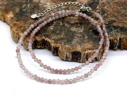 Чокер из улексита с эффектом кошачьего глаза шарик гр.3мм цв.клубничный, 40см