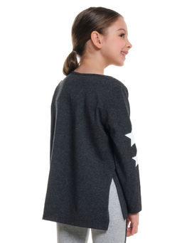 Лонгслив с принтом для девочки UD 3726 черный меланж - Mini maxi фото 2