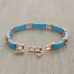 Браслет Лилу из голубой керамики с Александритом покрытие под золото - Agat77 фото 2