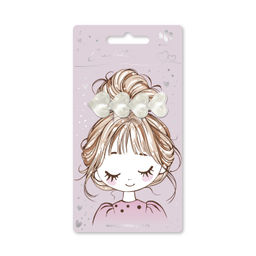 Заколка для волос зажим, арт. 71791 / 10 СЕРДЕЧКИ (в наборе: 1шт., 6 см, черный металл, эпоксидная смола, цвет: белый, подложка из мелованного картона + ПЭТ-пакет с европодвесом)