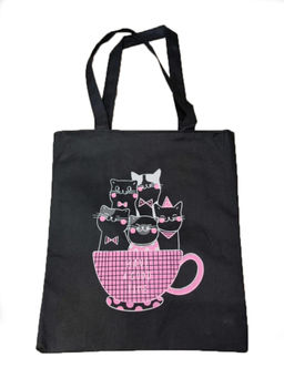 Сумка шоппер черная с цветными принтами в ассортименте - Storyland фото 6