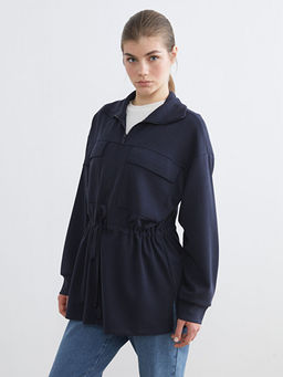 Dik Yaka Oversize Kad?n Fermuarl? Sweatshirt