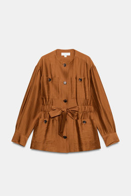 CHAQUETA SAFARI CON LINO CINTUR?N / Curry - Zara фото 7