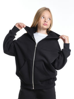 Толстовка с начесом оверсайз на молнии 22-5609 мятный - Mini maxi фото 24