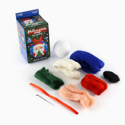 Ёлочный шар из шерсти на новый год Дед Мороз, d=7 см, новогодний набор для творчества