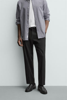 PANTAL?N CON LANA REGULAR FIT NON IRON / Negro - Zara фото 2