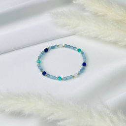 Браслет детский из Аквамарина, Амазонита, Лунного камня и Лазурита - Радуга самоцветов фото 2