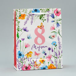 Цена за 2 шт. Пакет подарочный ламинированный, упаковка, 8 марта, MS 18?23?8 см