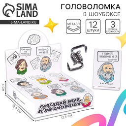 Цена за 12 шт. Головоломка металлическая «Для интеллектуалов», МИКС, в шоубоксе