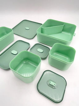 Ланчбокс "Sistem lunch", зелёный, 2 яруса, 4 отделения (1800 мл)