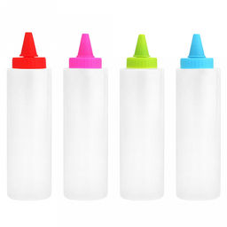 Бутылка для масла и соуса пластмассовая 450мл, д5,8см h21,2см, цветная пластмассовая крышка со встроенным колпачком в ассортименте: салатовый, красный, бирюзовый, фуксия (Китай) - Домашняя мода фото 5