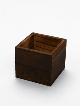 Ваза для цветов стеклянная с деревянной подставкой из темного стекла, 25 х 9 см