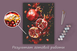 ФРЕЯ PNB/PMB-279 Набор для раскрашивания по номерам ( эффект черного холста ) ( с краской-металлик ) 40 х 30 см Сочные гранаты