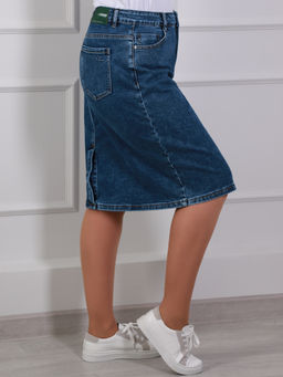 Джинсовая юбка прямая больших размеров - Almond фото 2