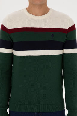 Erkek Slim Fit Bisiklet Yaka Koyu YeЕil Kazak - U.s. polo assn фото 6