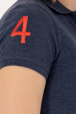 Женская темно-синяя базовая футболка с воротником-поло Неожиданная скидка в корзине - U.s. polo assn фото 7