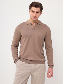 Джемпер мужской с воротником поло GREG G128-AC155 (бежевый)