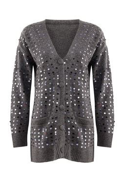 TRENDYOLMILLA Antrasit Yunlu Payet Islemeli Triko H?rka TWOAW25HI00154  фото 6