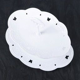 Этажерка для фруктов и десертов Вивьен, 2 ярусная, пластик, овальная, 25,5?17,5/30?21,5 см, белая - Simaland фото 2