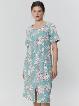 Халат женский зеленый с принтом акварельные цветы - Mark formelle фото 3