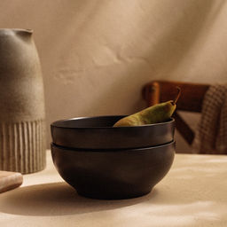 Салатники SL Home «Дарк», 1.2 л, d=18.5 см, набор 2 шт., фарфор, чёрные