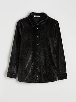 Parlak G?r?n?ml? Kad?n Kadife G?mlek