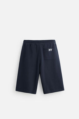 OVERSIZED FIT NY EMBROIDERED JOGGER BERMUDA SHORTS - Zara фото 7