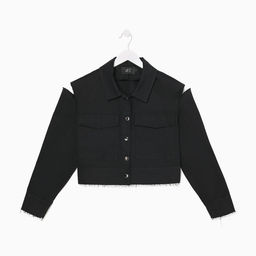Рубашка женская укороченная с разрезами MIST: Denim, размер 42, чёрная
