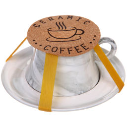 Чайная пара "Мрамор" (кружка 200мл+блюдце), серая