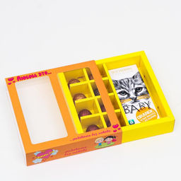 Цена за 5 шт. Коробка под 8 конфет + шоколад, с окном , Любовь-это..., оранжевая, 17,7 х 17,85 х 3,85 см - UPAK LAND фото 2