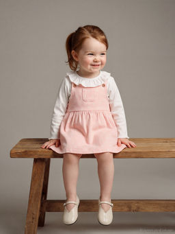 ?i?ekli K?z Bebek Salopet Elbise ve Ti??rt