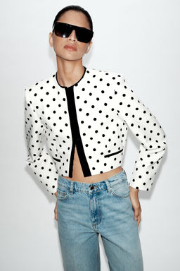 BLAZER CORTA LUNARES / Crudo / Negro - Zara фото 2