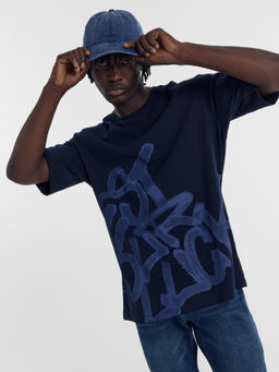 Футболка Mark Formelle мужская из хлопка с эластаном синяя с принтом  фото 6