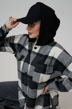 Рубашка женская в клетку с капюшоном РЖКК-01