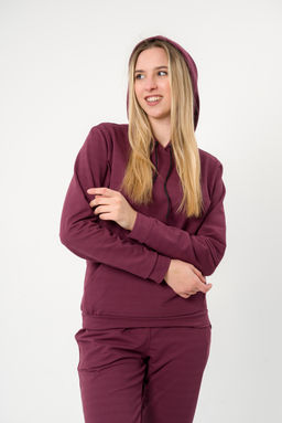 Костюм женский из худи и брюк из футера Кроссфит-2 брусника