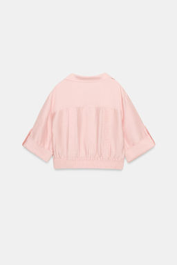 CAMISA CORTA CON LINO / rosa claro - Zara фото 6