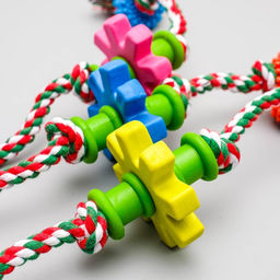 Игрушка канатная с жевательными элементами Шестерёнки, до 34 см, до 100 г, микс цветов - Пижон фото 6