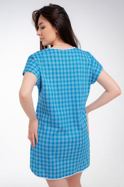 Туника женская Социал клетка голубая