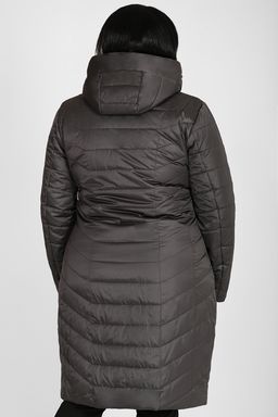 Пальто с капюшоном на осень и весну теплое на молнии стеганое - Almond фото 2