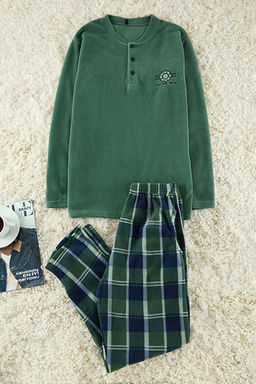 Ye_il D__meli Yaka Nak__l_ Polar _rme Pijama Tak_m_ TMNAW25PT00057