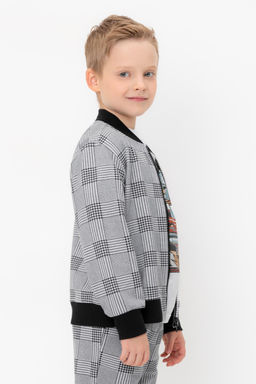 Crockid _ КР 302682/св.серый меланж,костюмная клетка к546 жакет (бомбер) для мал