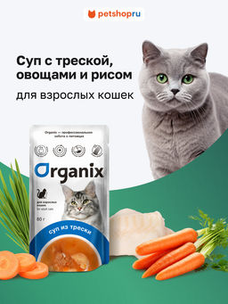 Суп для кошек Organix, с треской, овощами и рисом 53зд04