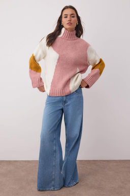 Cok Renkli Yumusak Dokulu Renk Bloklu Genis Kal?p Triko Kazak TWOAW20XS0047 - Trendyolmilla фото 17